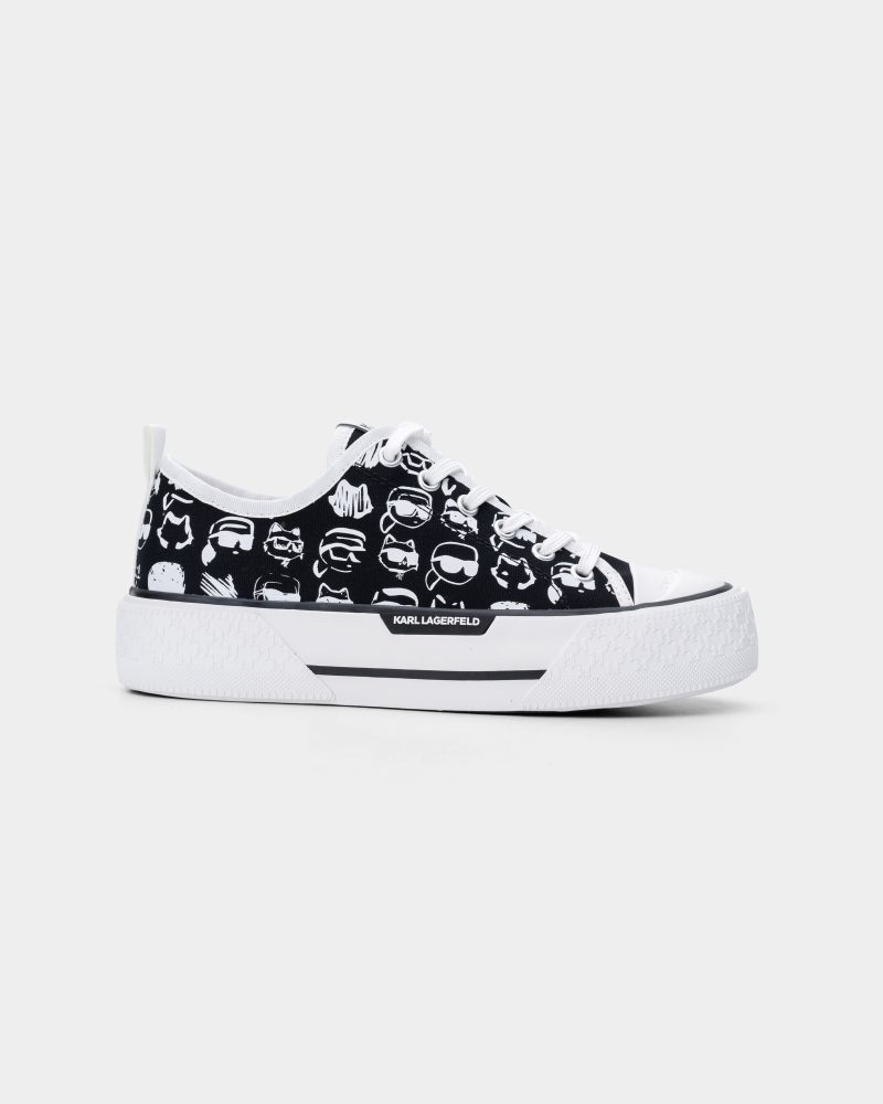 Karl Lagerfeld Ladies Kampus Max III Twin NFT Graffiti Lo Black Canvas w/White KL60612T 901