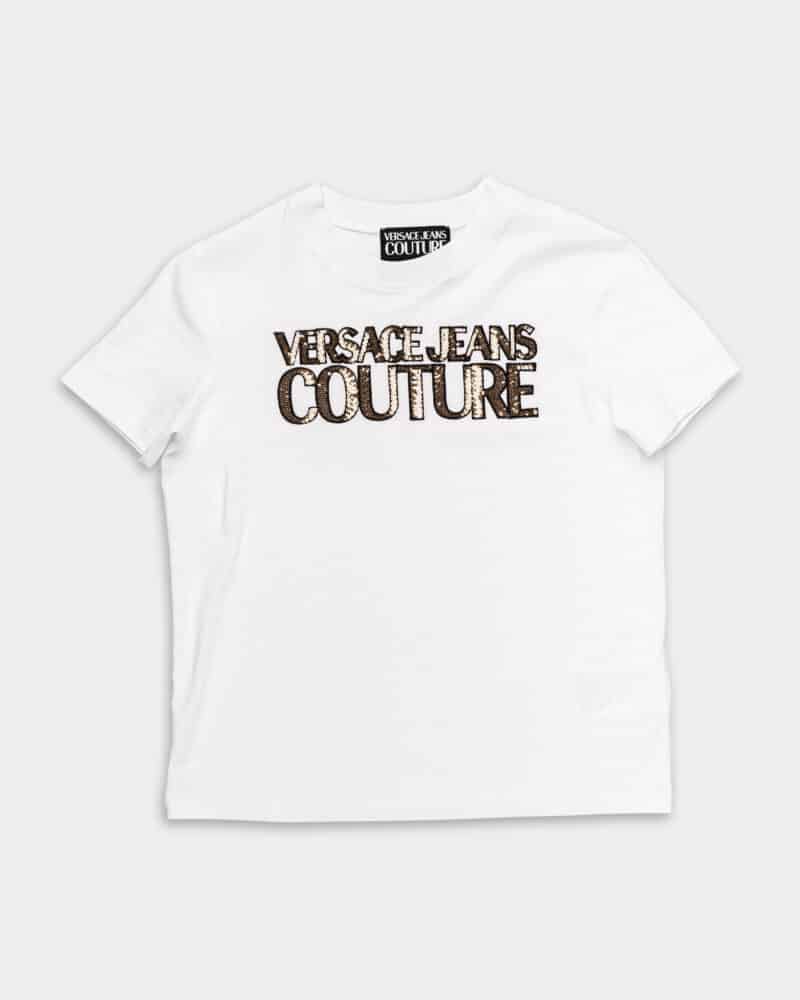 Versace Jeans Ladies Logo Sequins T Shirt 78HAHE02 CJ00E G03
