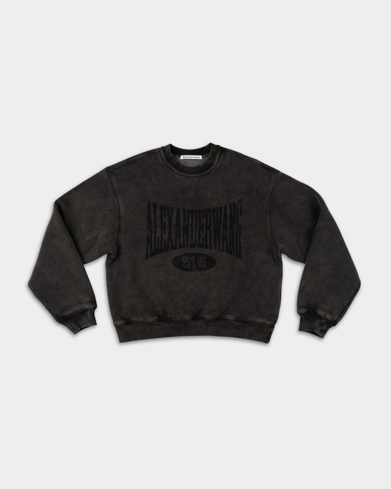 Alexander Wang Graphic Crewneck Sweatshirt Faded Black 4CC2251539 020A