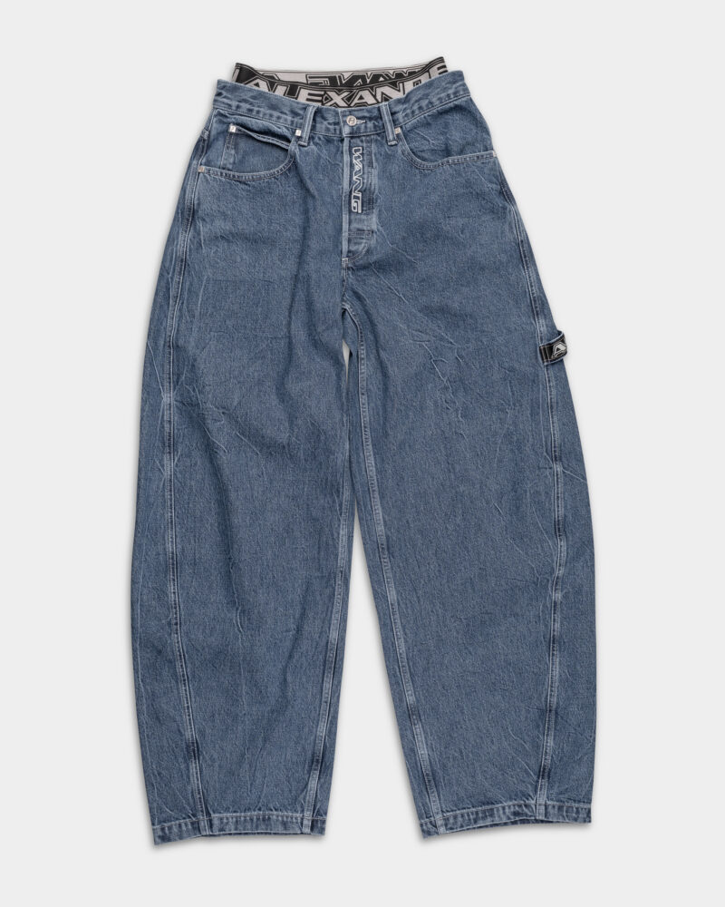 Alexander Wang Logo Elastic Prestyle Rounded Jean Deep Blue 4DC2254706 401
