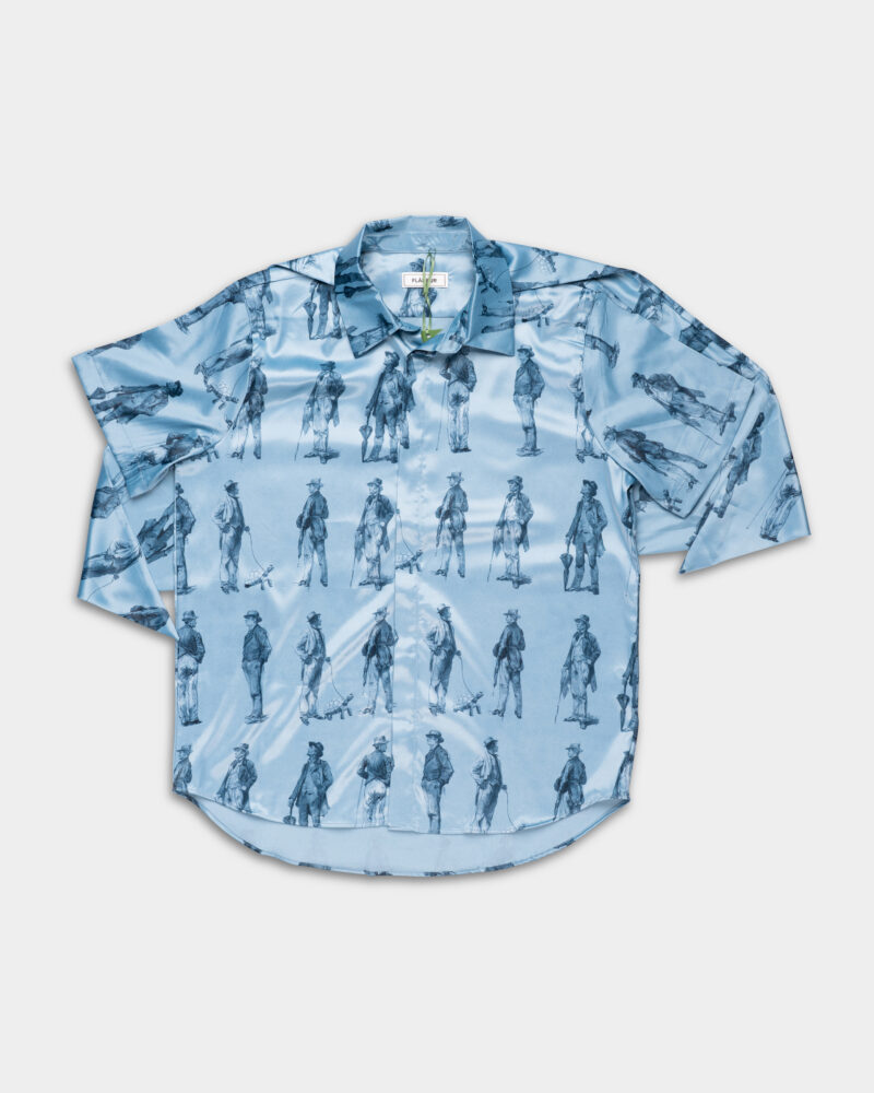 Flaneur Boulevardiers Hooded Shirt Sky Blue F15111