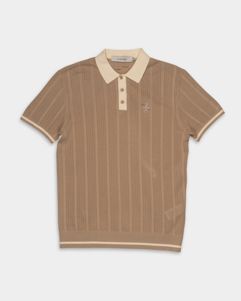 Filling Pieces Men's Knit Polo White Pepper 80713669976
